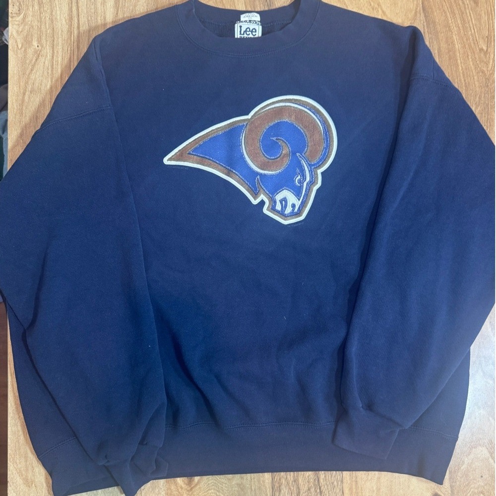 Vintage Lee Sport St Louis Rams Sweatshirt Mens Large Navy Blue NFL Crewneck